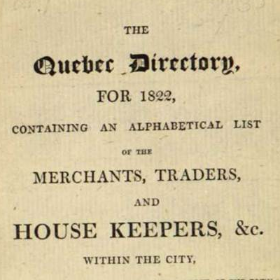 The Quebec Directory for 1822