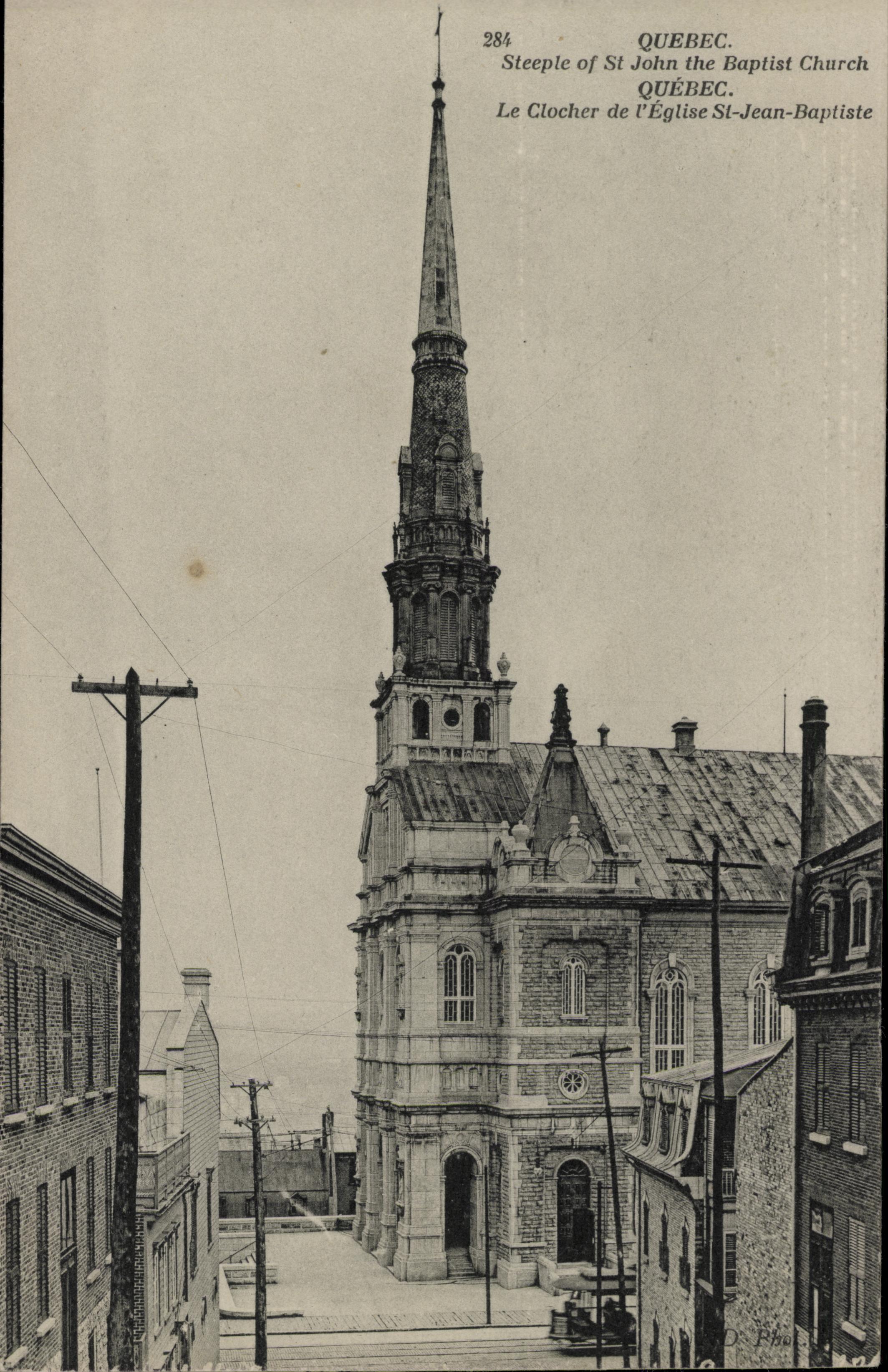 Québec. Le clocher de l'église St-Jean-Baptiste, carte postale, Paris, ND phot., entre 1904 et 1914
