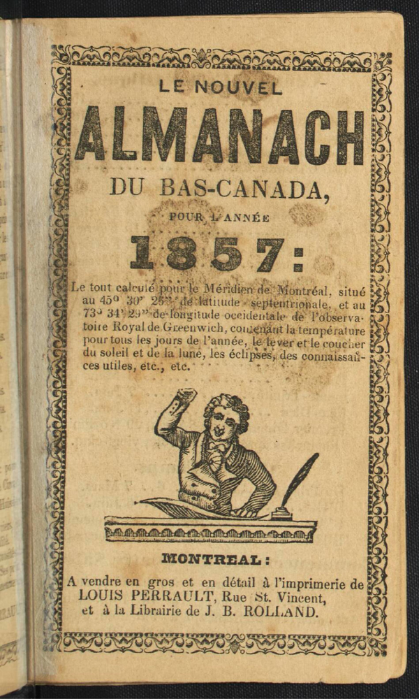 Le nouvel almanach du Bas-Canada pour l'année 1857